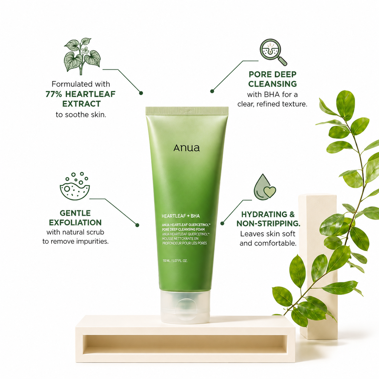 Anua Heartleaf Quercetinol™ Pore Deep Cleansing Foam (150ml)